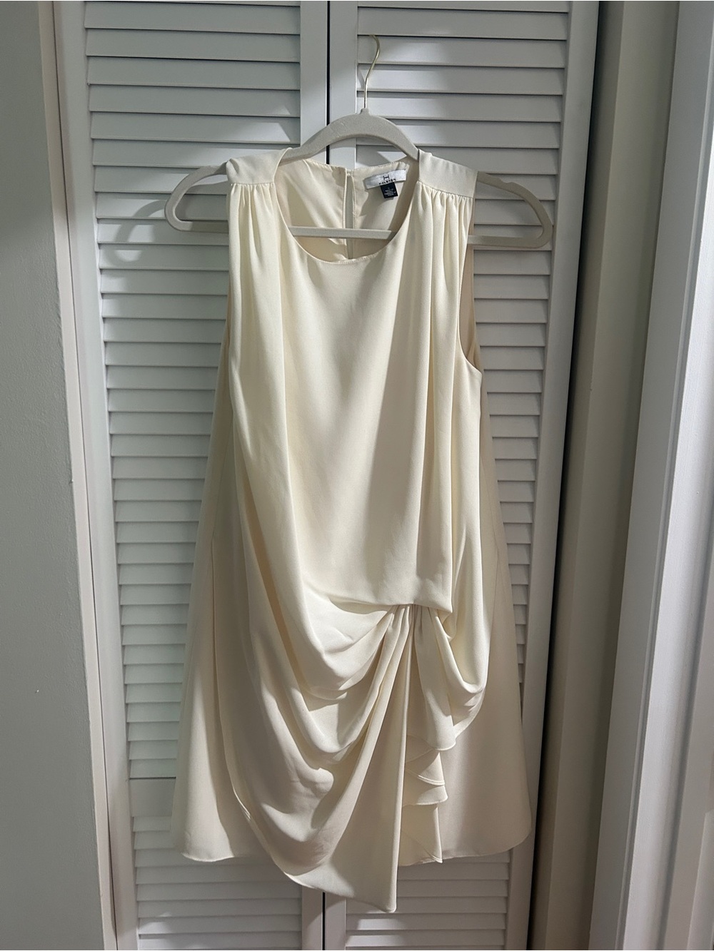 H by Halston Sleeveless Cream Draped Cocktail Dress